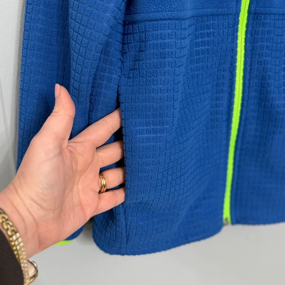Land's End Youth Boys Sz Medium 8 Full Zip Grid Polar Tech Fleece Jacket EUC